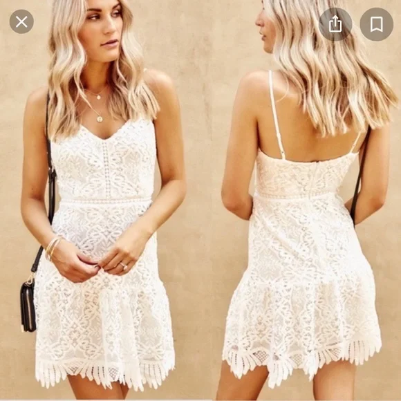 strapless white lace mini dress Cicinia Strapless Little White Dresses Short A-line Lace Mini Dress main image 0